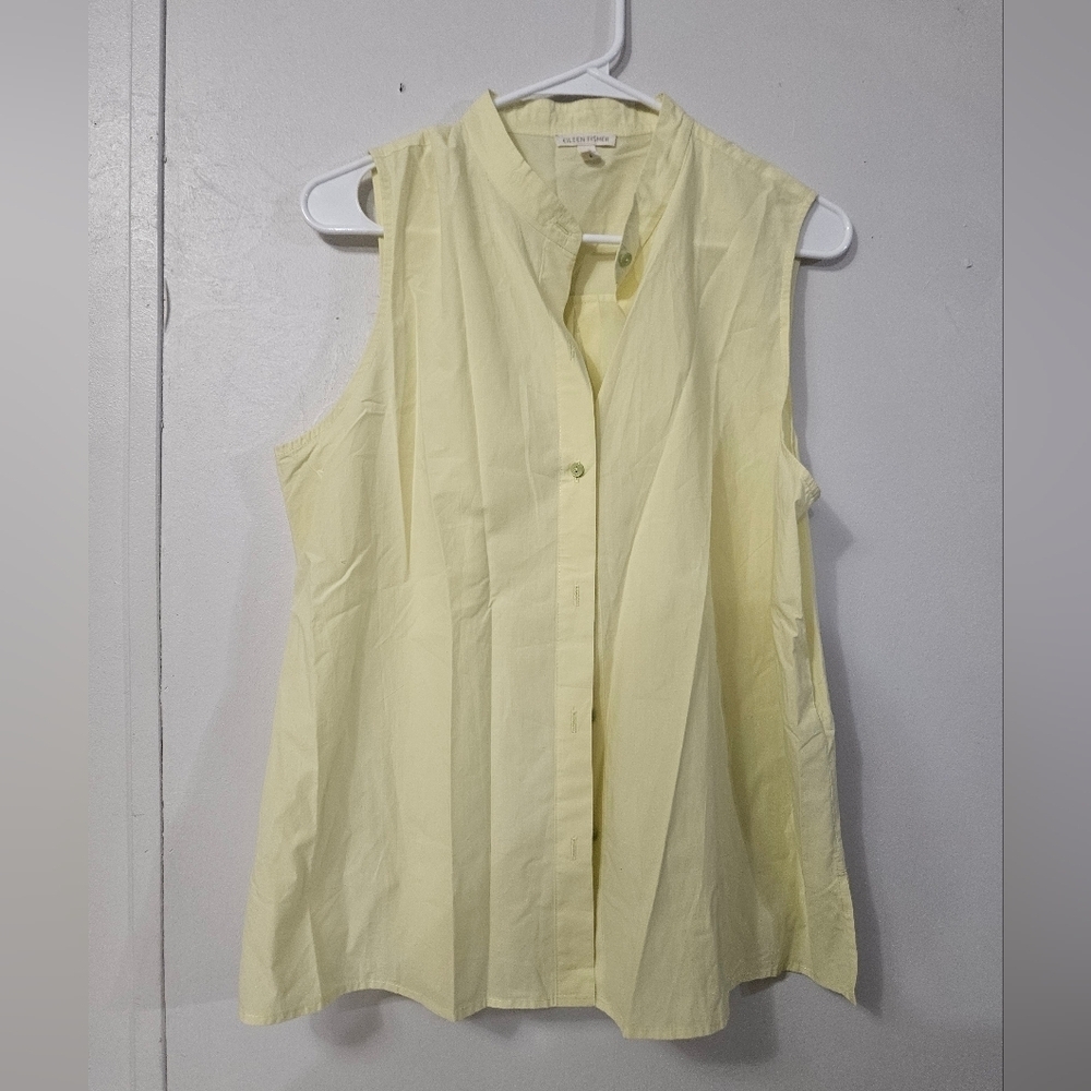 Sleeveless Button-Front Yellow Blouse - Organic cotton